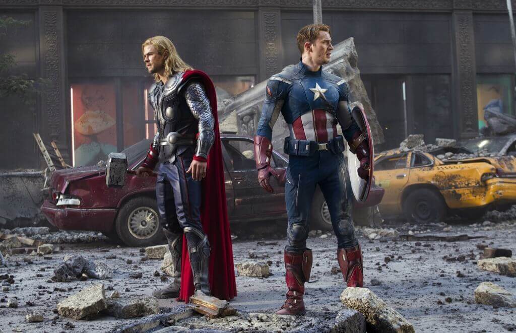 AVENGERS | Chris Hemsworth as Thor, Chris Evans as Captain America