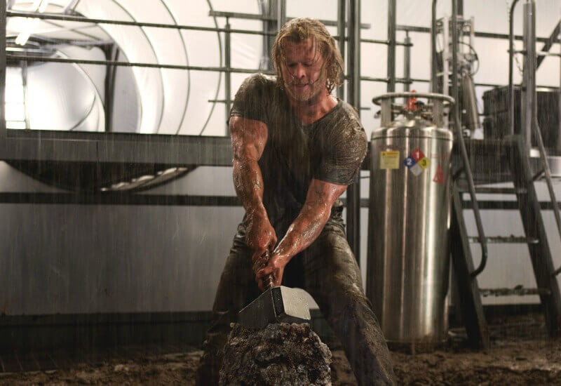 THOR Chris Hemsworth as Thor with his hammer